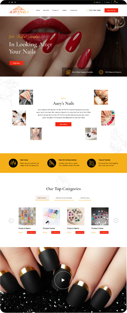 Aury's Nails website design