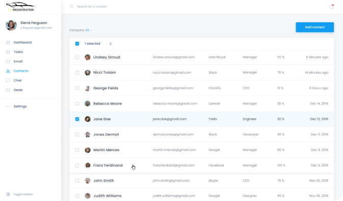 NV Registration CRM design